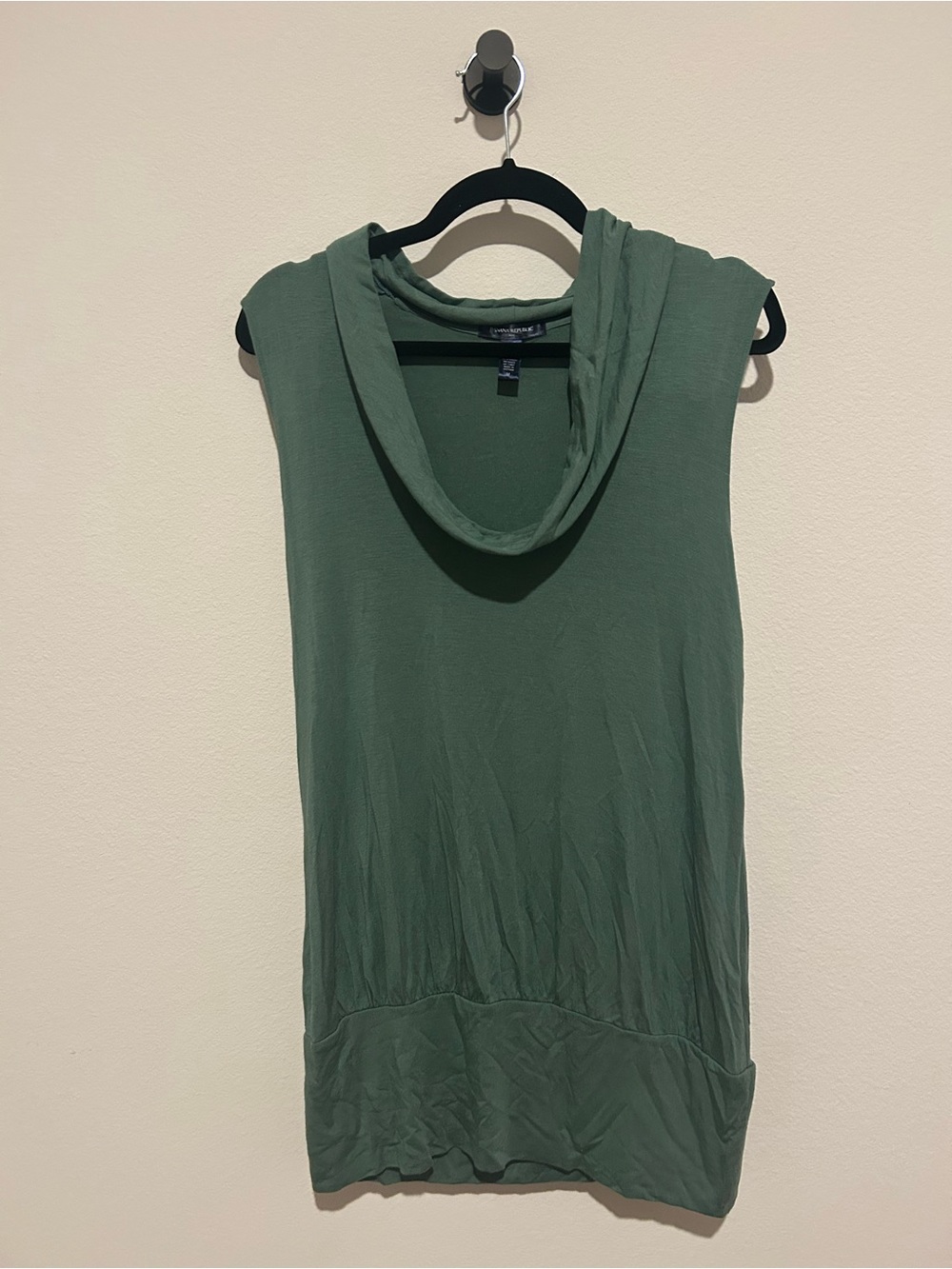 Green Banana Republic Sleeveless Cowl Neck Top With A Cinched Hem